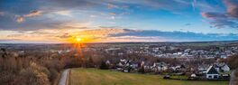 Sunset, Aerial view over forests and meadows of Westerwald, Altenkirchen, Germany Von Julia Hermann