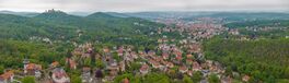 Drone panorama of thuringian city Eisenach with Wartburg castle during daytime Von Aquarius