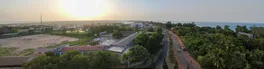 Aerial panorama view to city of Banjul and Gambia river, Gambia Von homocosmicos