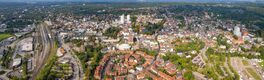 Aerial panorama of the downtown of the city Itzehoe in Germany on a sunny summer day. Von Ludwig